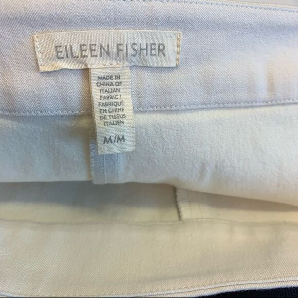 𝅺EILEEN Fisher Ivory cream Organic Cotton Stretch Slim Capri Pants Sz M - Picture 8 of 14